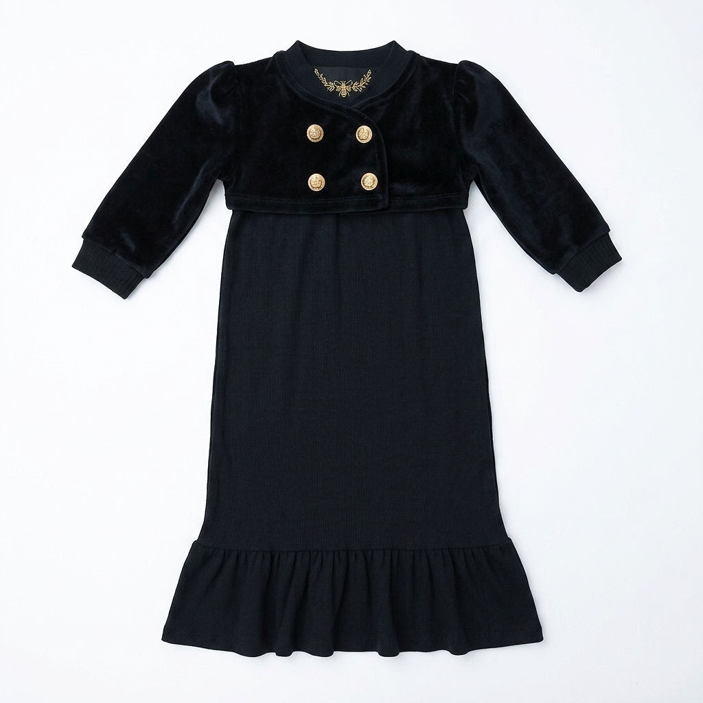 VELOUR OVERLAY MAXI DRESS